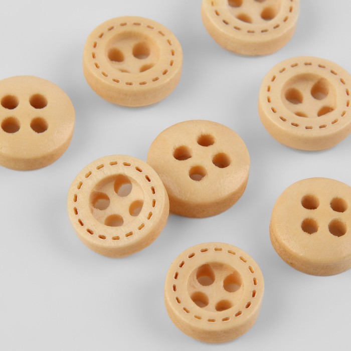 Набор деревянных пуговиц с прострочкой 8мм