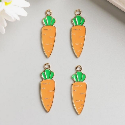 Подвеска металлическая с эмалью "Морковь"