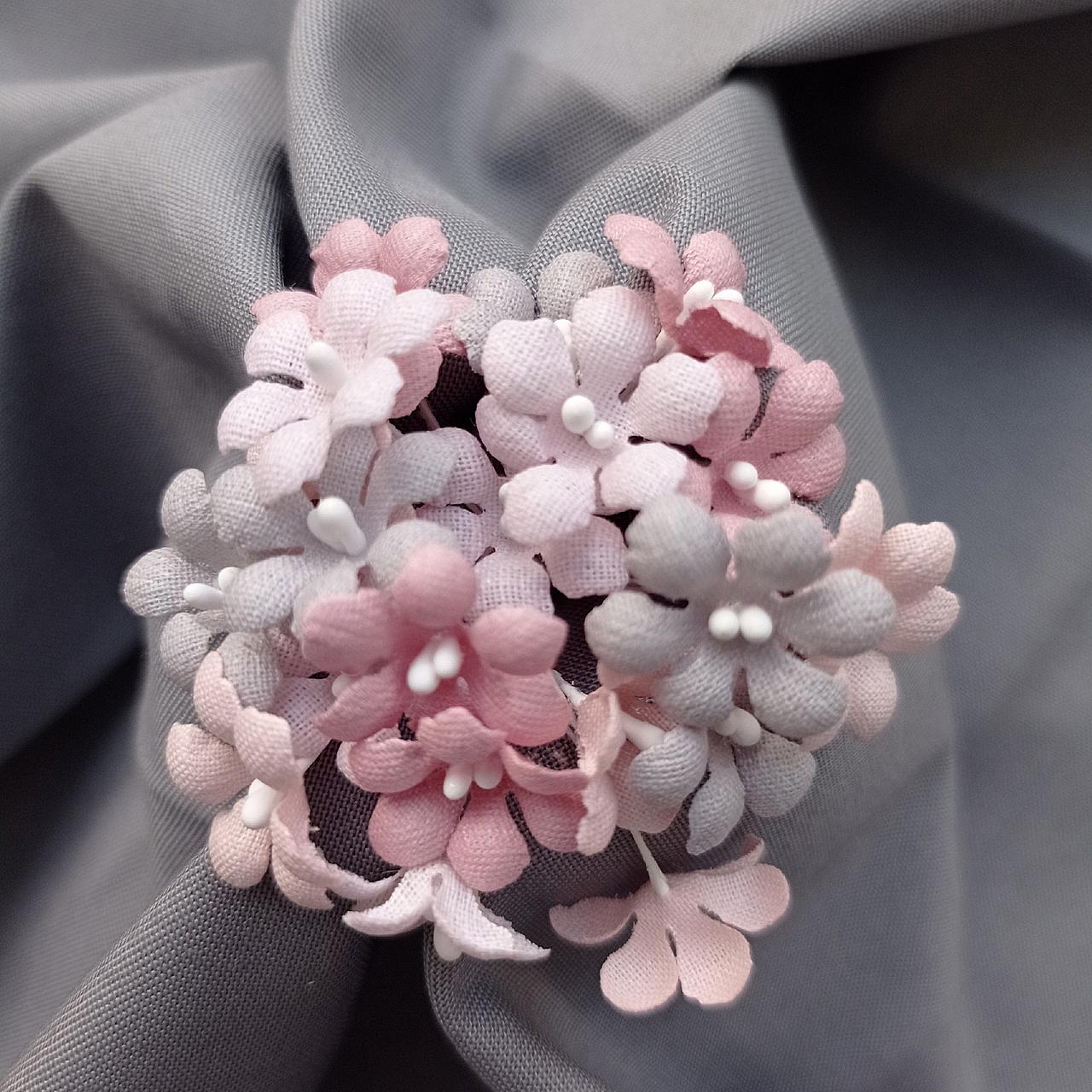 Набор мелкоцветов из ткани в банке "Розовый закат"