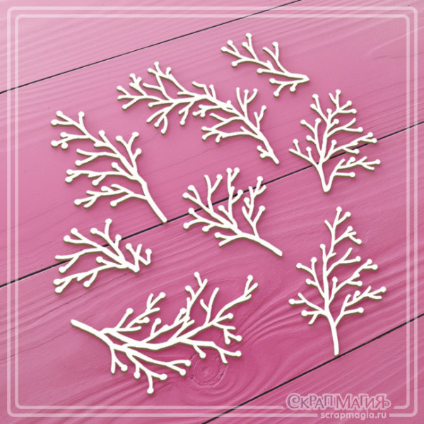 Чипборд Скрапмагия "Веточки с ягодками" 8 эл