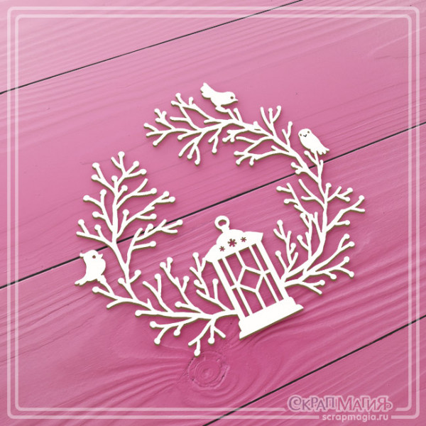Чипборд Скрапмагия "Рамка из веточек с фонариком"