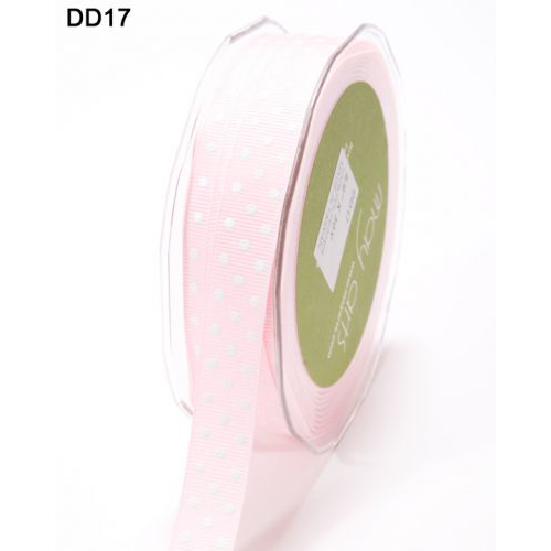 Лента репсовая в горошек May Arts. Цвет розовый.