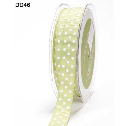 Лента репсовая в горошек May Arts. Цвет салатовый.