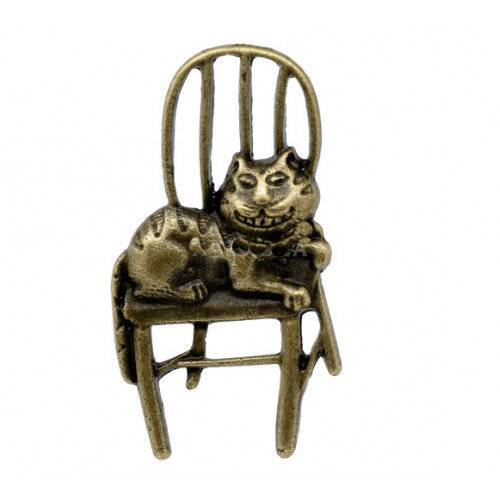 Подвеска металлическая "Кот на кресле". Цвет античный бронзовый. (129)