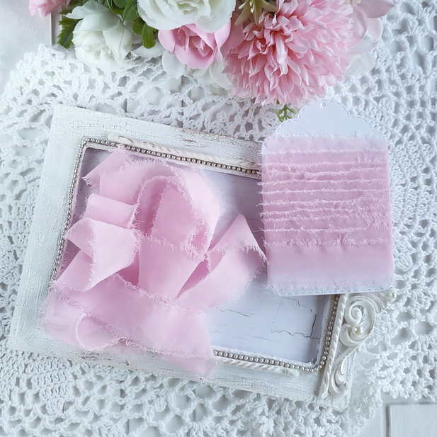 Лента "Искусственный шёлк" Бледно-розовая СРЕДНЯЯ