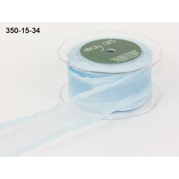 Лента May Arts прозрачная с ажурным краем. Цвет светло-голубой.