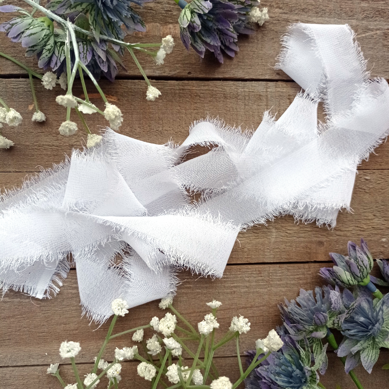 Лента креп-шифон 2,5 см «Белая магнолия»