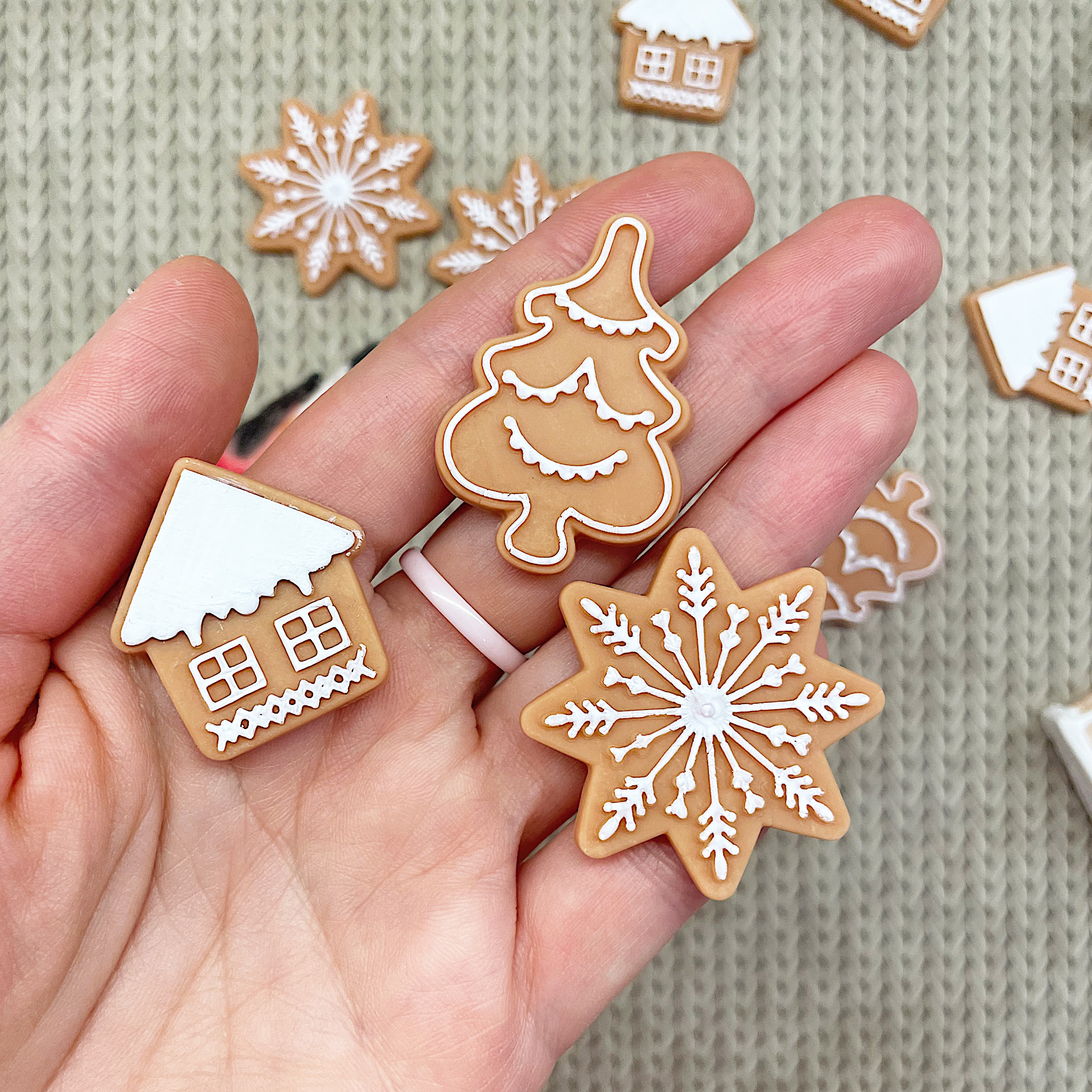 Набор декора "Имбирные прянички" Домик, снежинка и ёлка