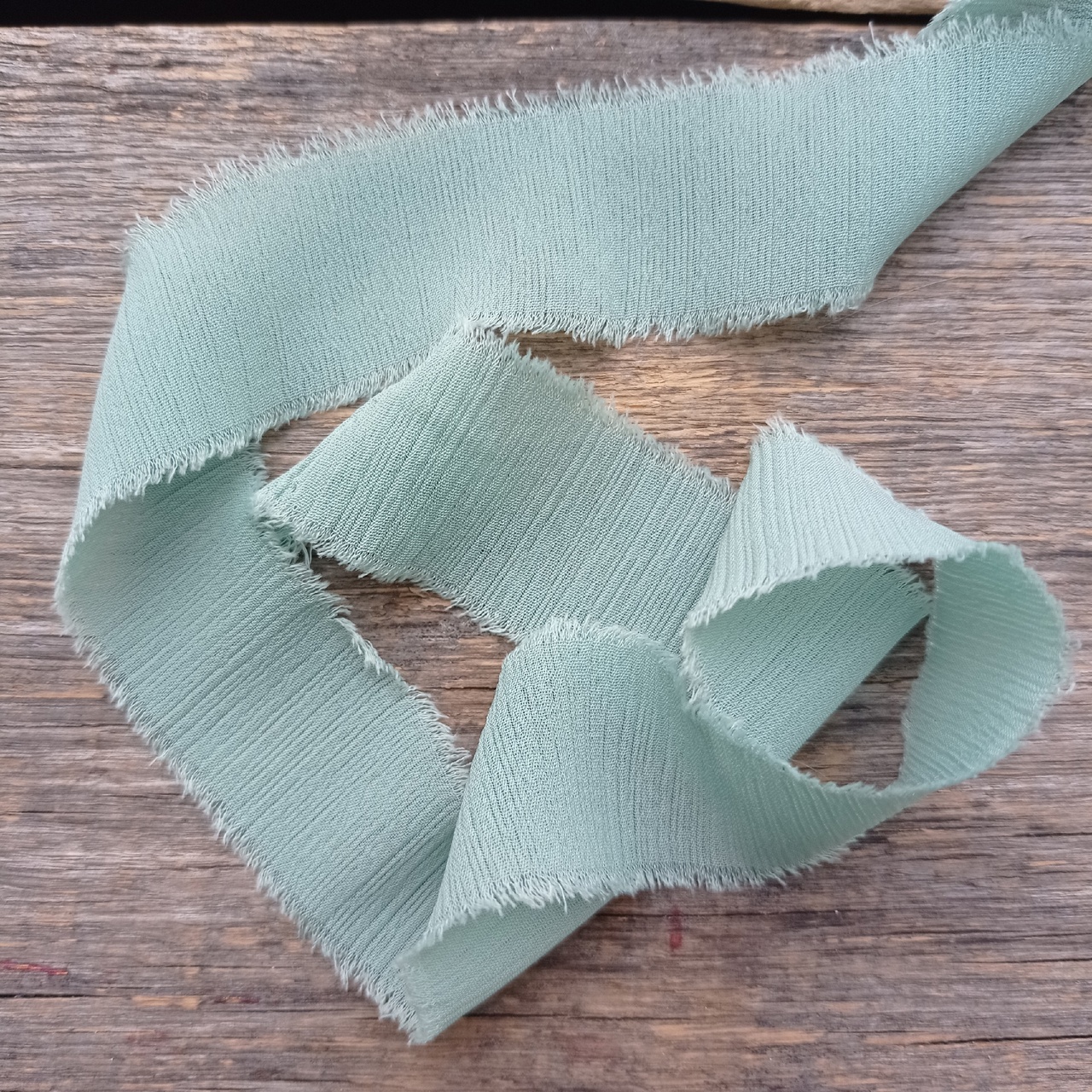 Лента крэш-шифон 2,5см «Светлая бирюза»