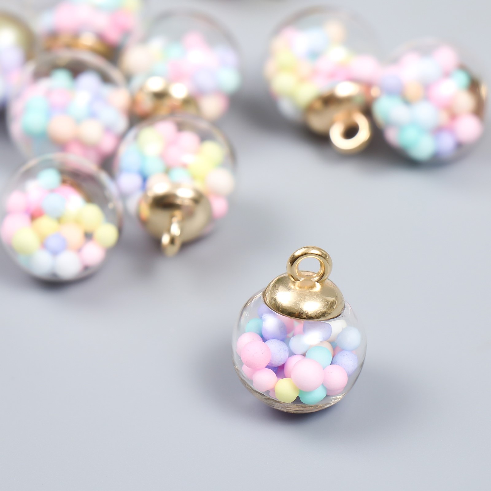 Подвеска "Шарик стеклянный с разноцветными шариками"