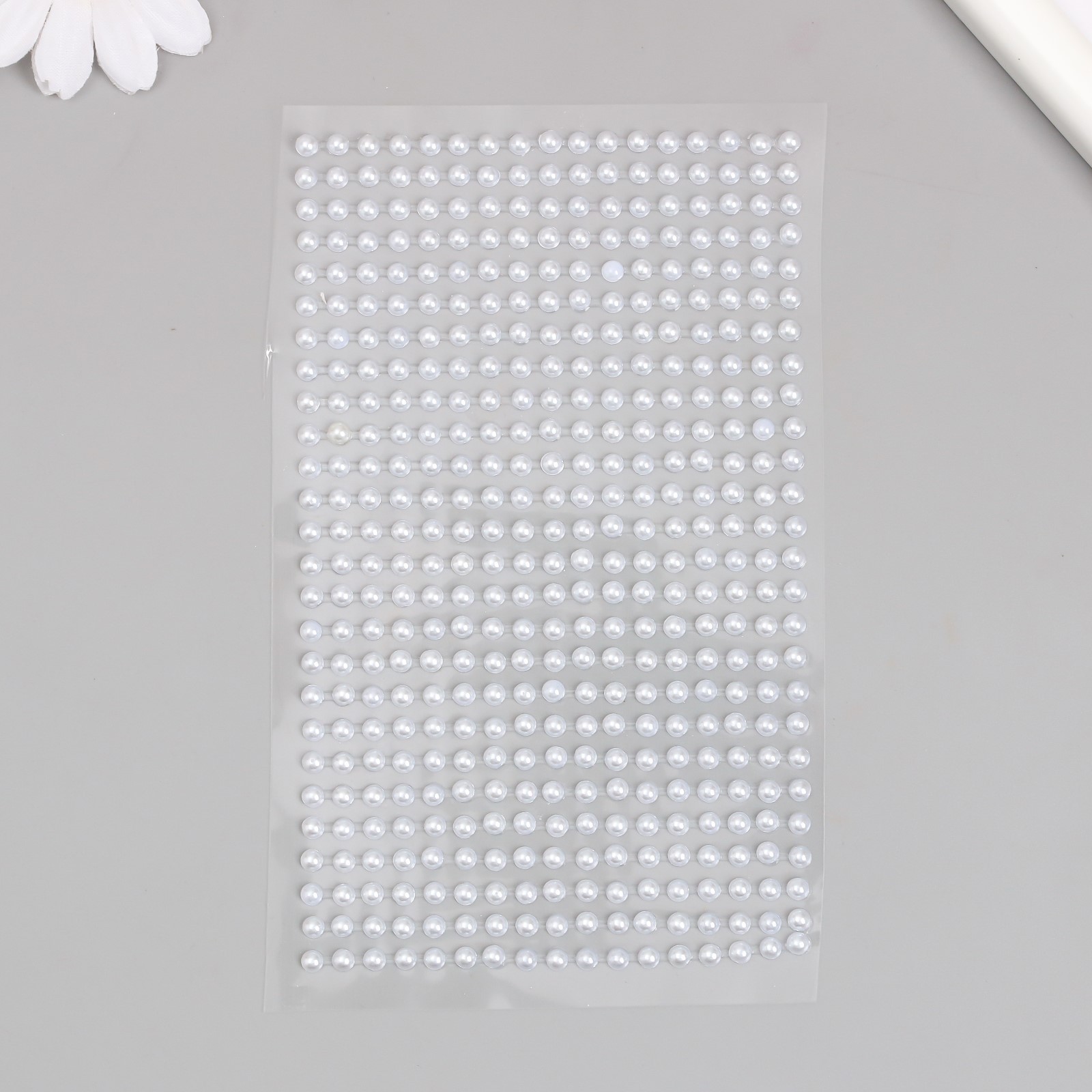 Полубусины клеевые "Жемчуг" 3-8мм Белый