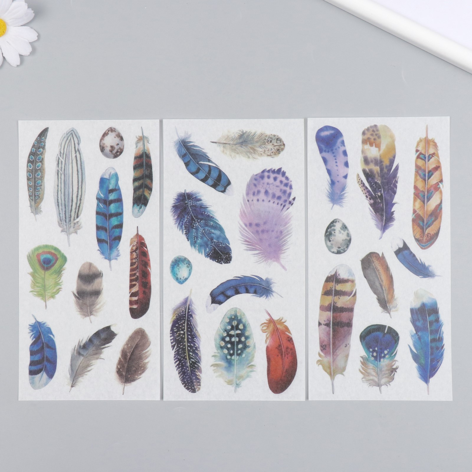 Набор наклеек на кальке "Пёрышки"