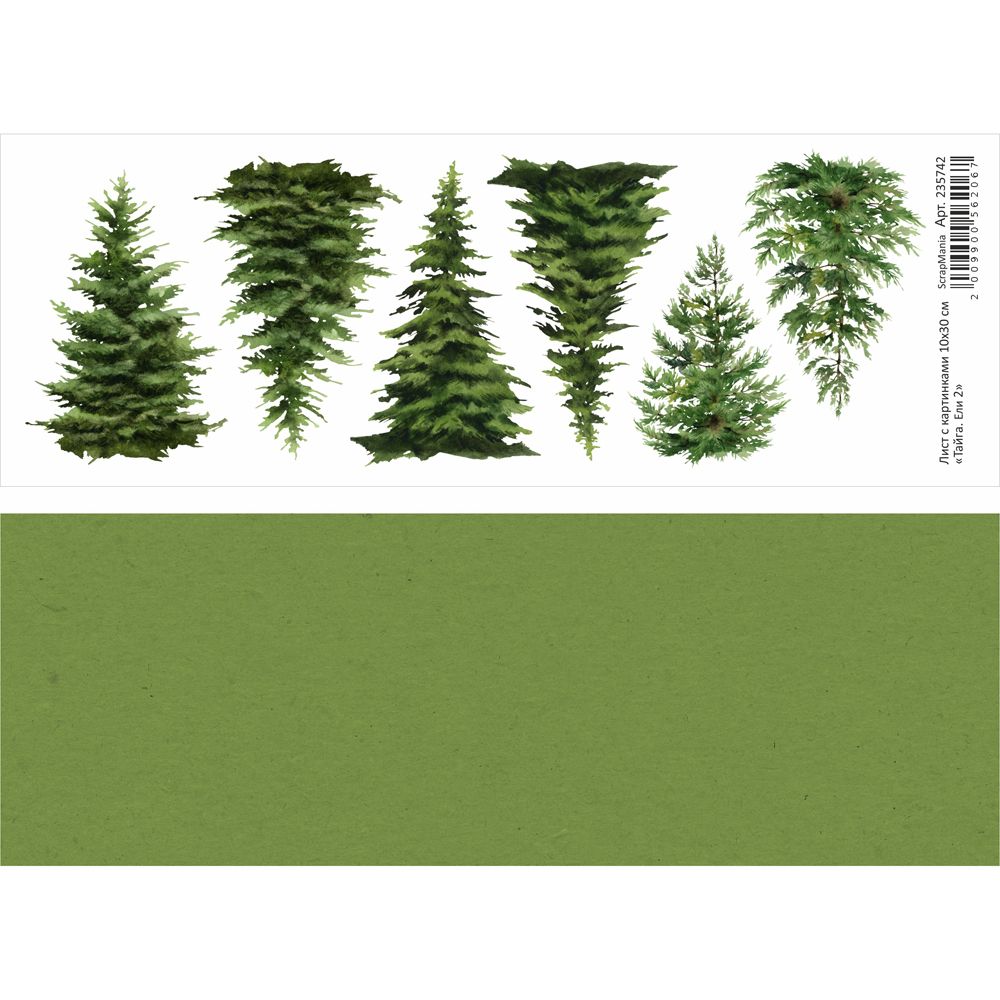 Бумага 10х30 см ScrapMania "Тайга" Ели 2 (SMA231-1)