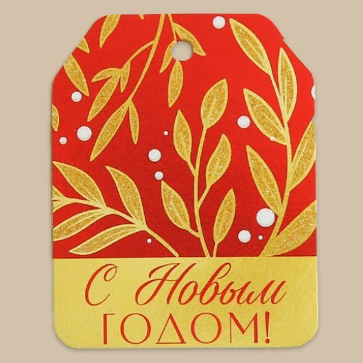 Тег из картона "С Новым годом!" ветки