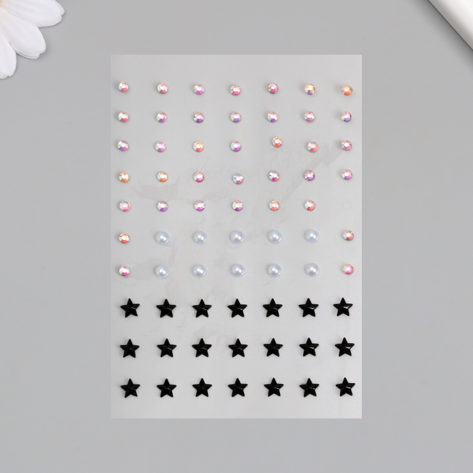Набор клеевых страз, полубусин и звёздочек