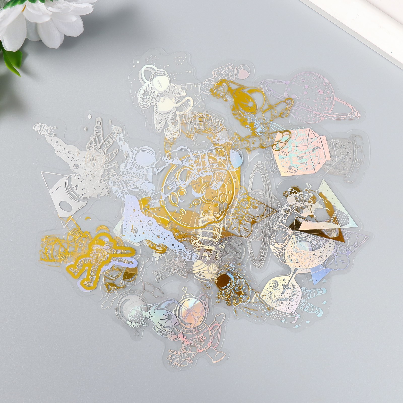 Ацетатные фольгированные наклейки "Космос"