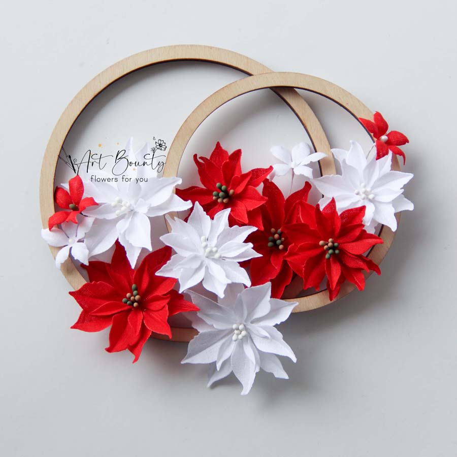 Набор тканевых цветов ArtBounty "Пуансеттии" без тонировки