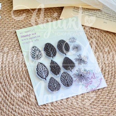 Набор штампов Agiart "Листики Фиттонии"