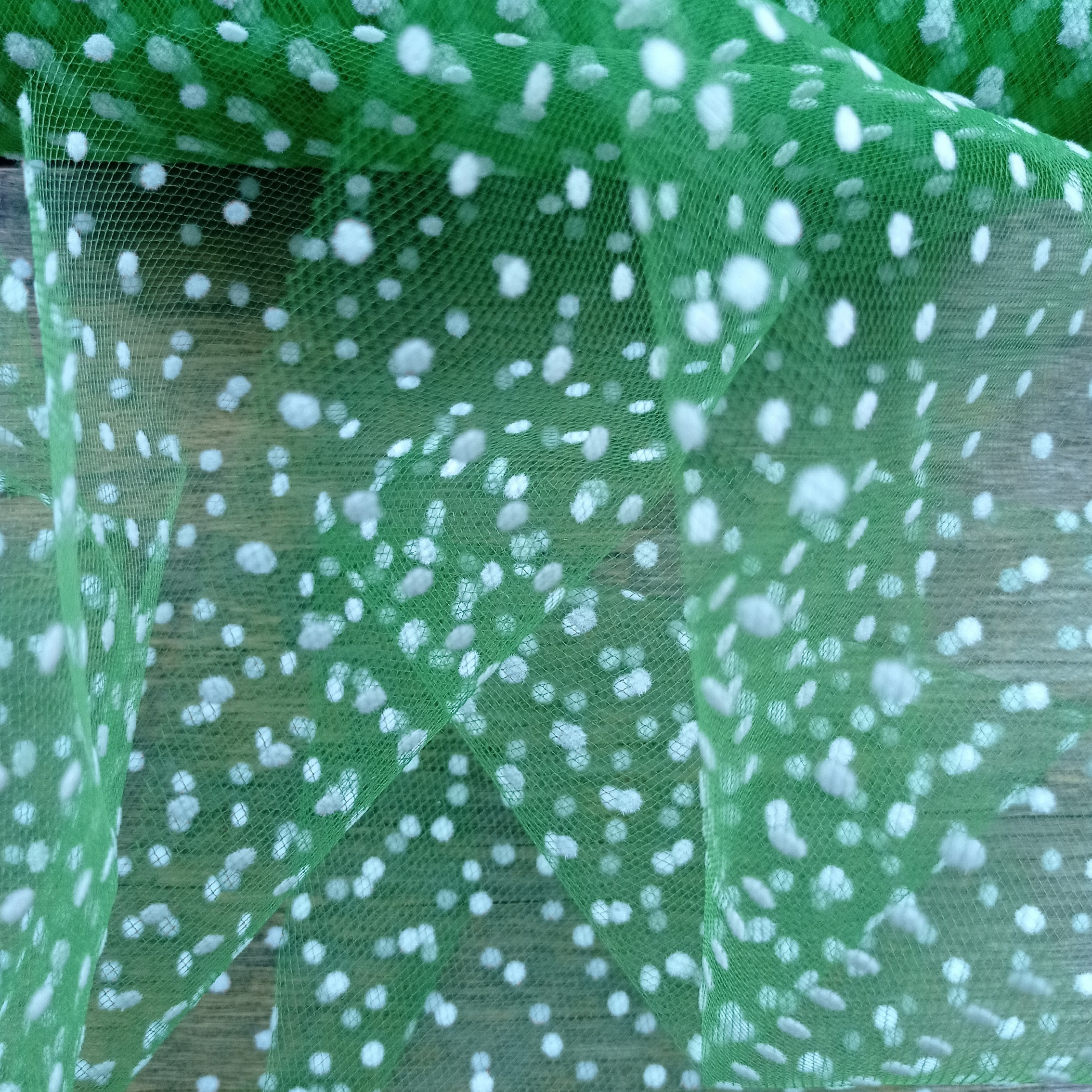 Фатин 15см в горошек Зелень