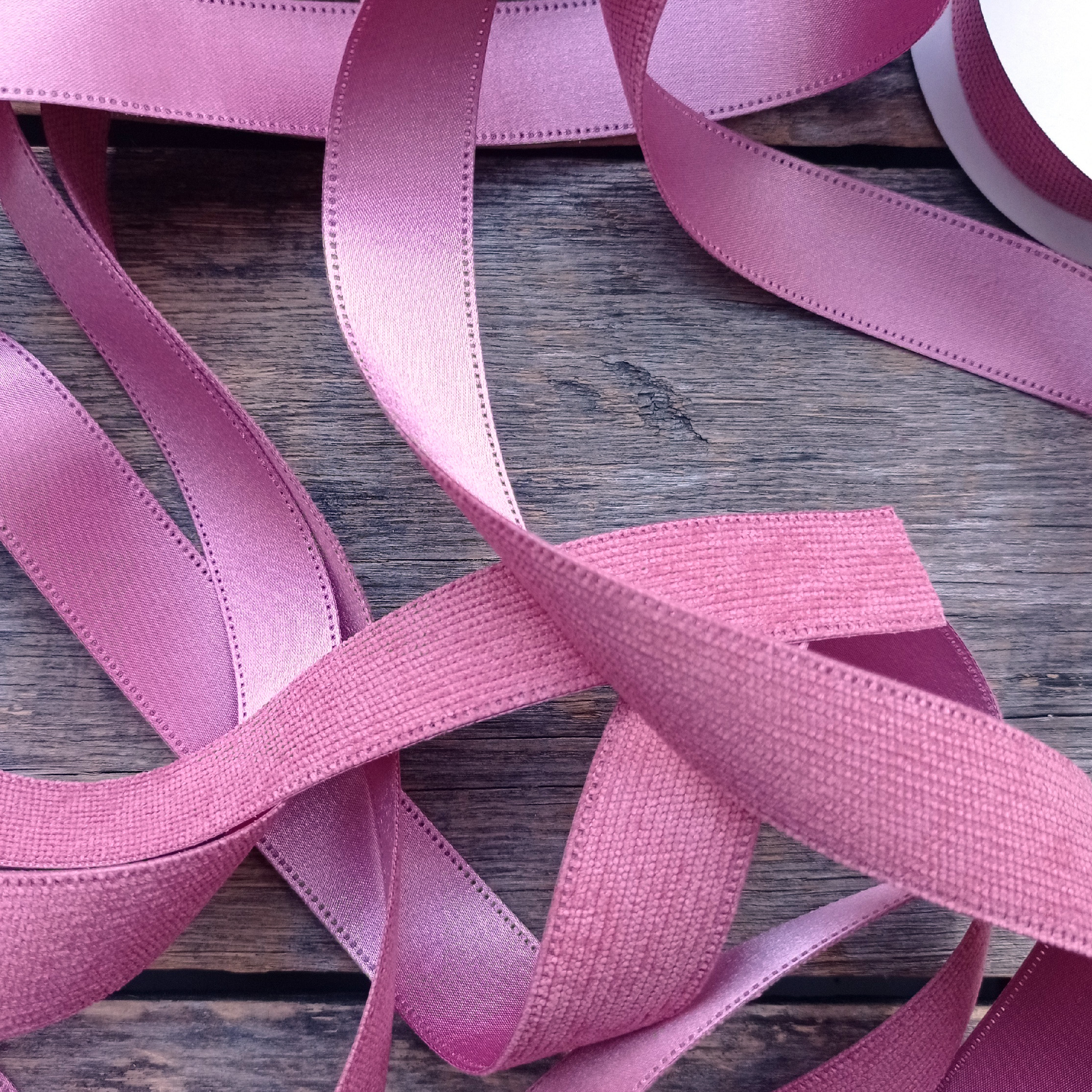 Лента вельвет/атлас 25 мм Малиновый щербет