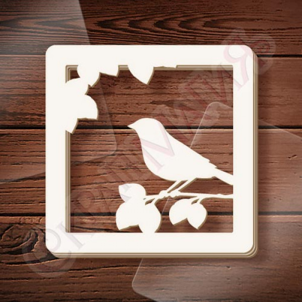 Заготовка для шейкера Скрапмагия "Птичка на ветке (квадрат)"