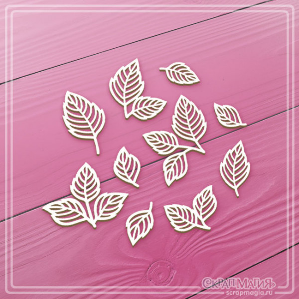 Чипборд Скрапмагия "Ажурные листья" 10 эл