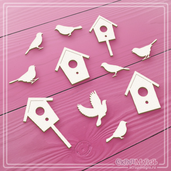 Чипборд Скрапмагия "Птицы и скворечники"