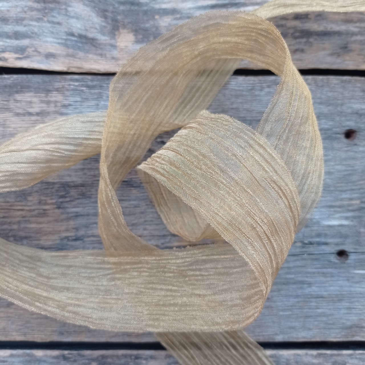 Лента жатая шан-жан 4см «Античное золото»