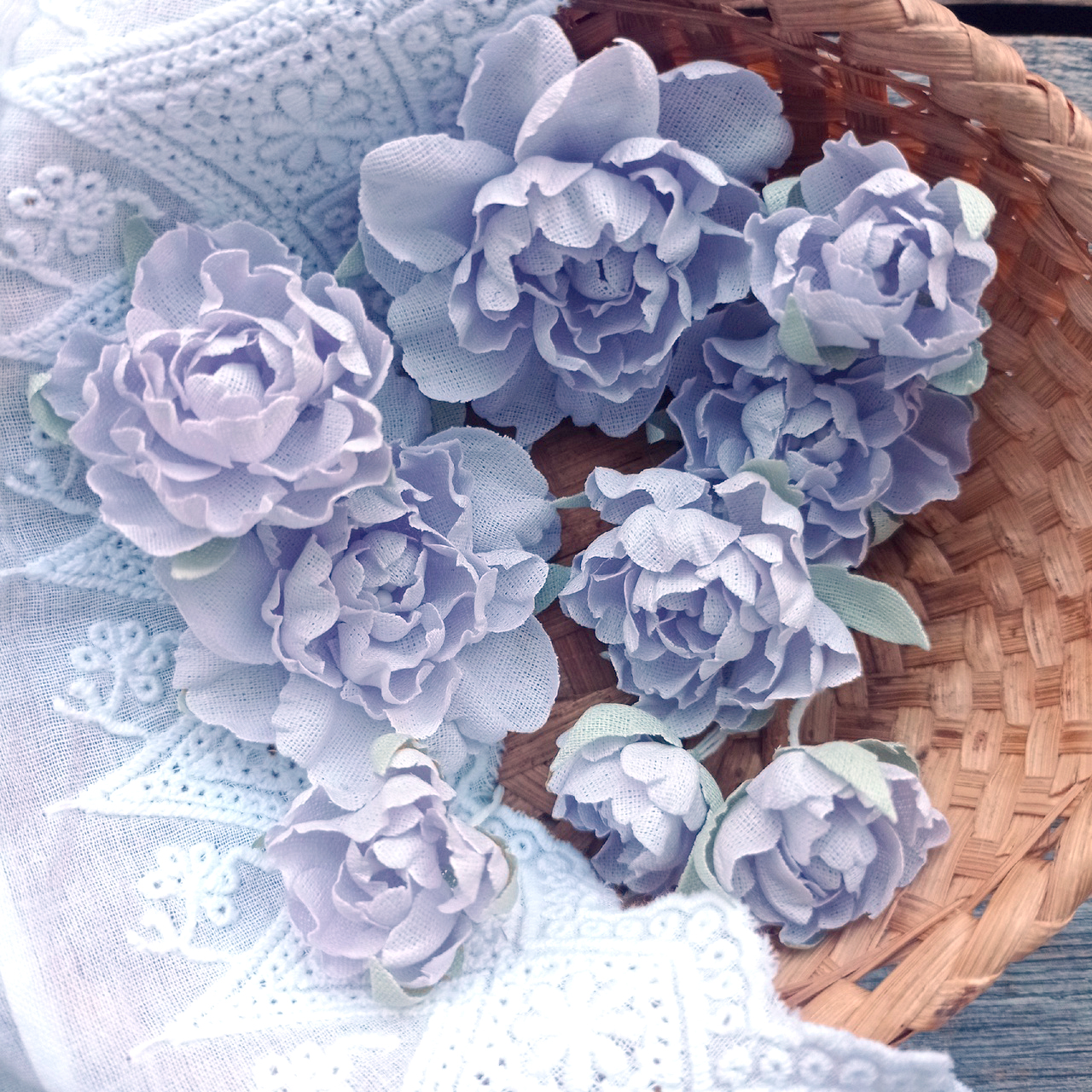 Набор цветов из ткани "Пионы" Сиреневые