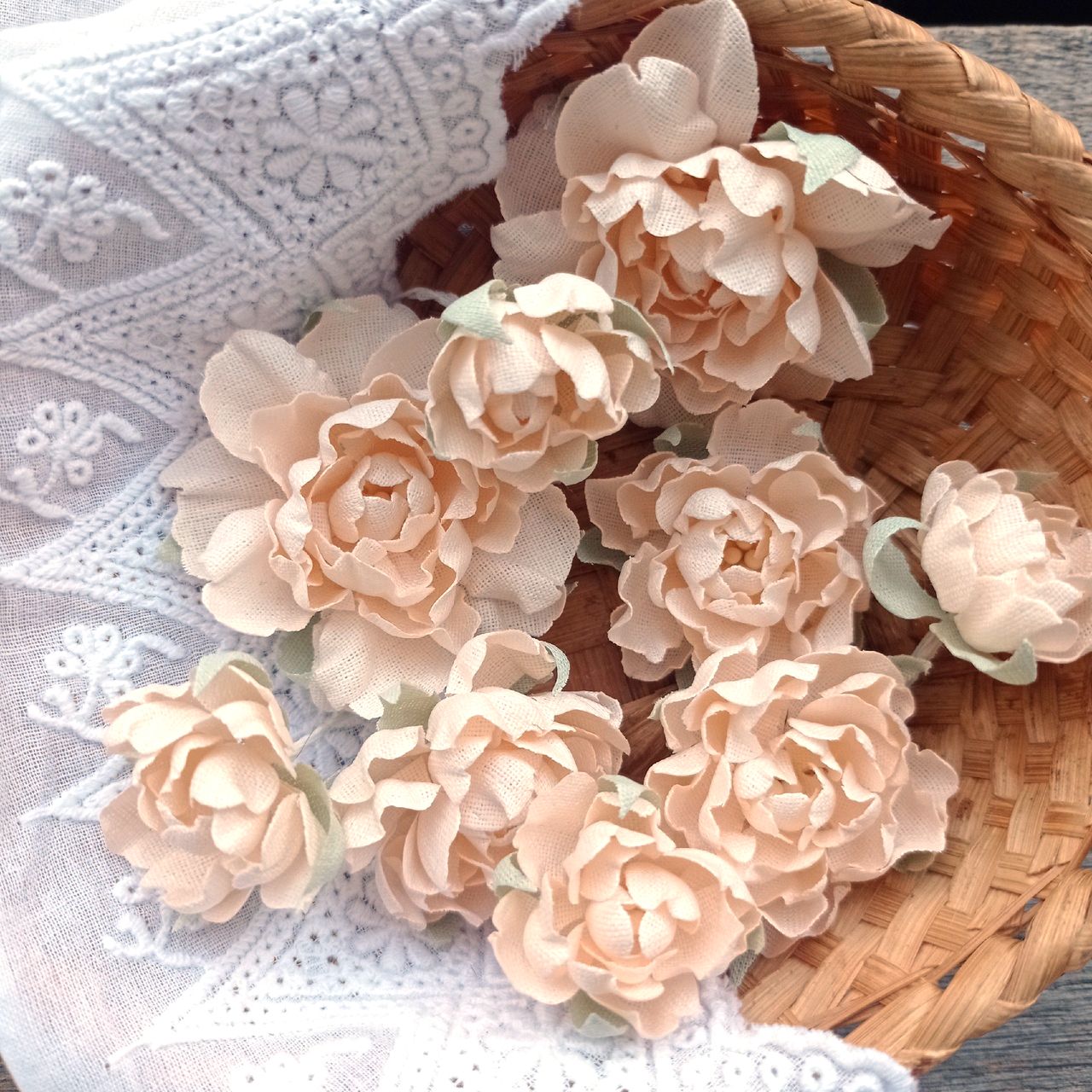 Набор цветов из ткани "Пионы" Чайные