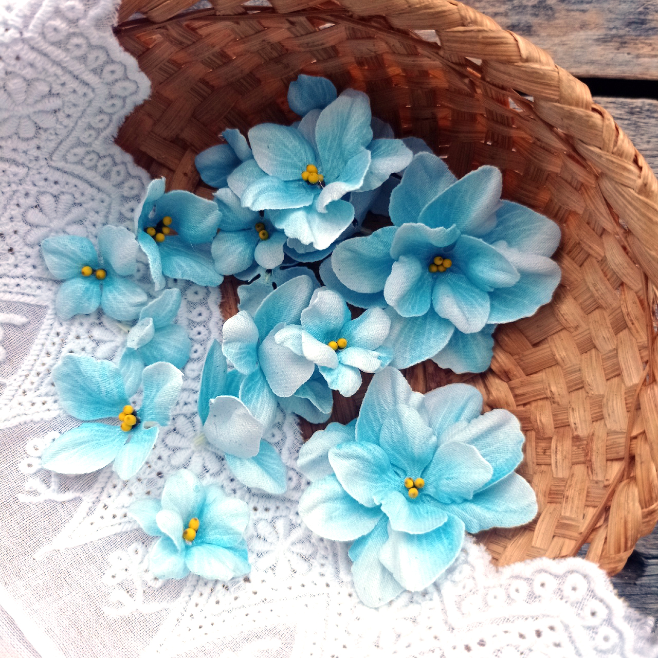 Набор цветов из ткани "Синеглазка"