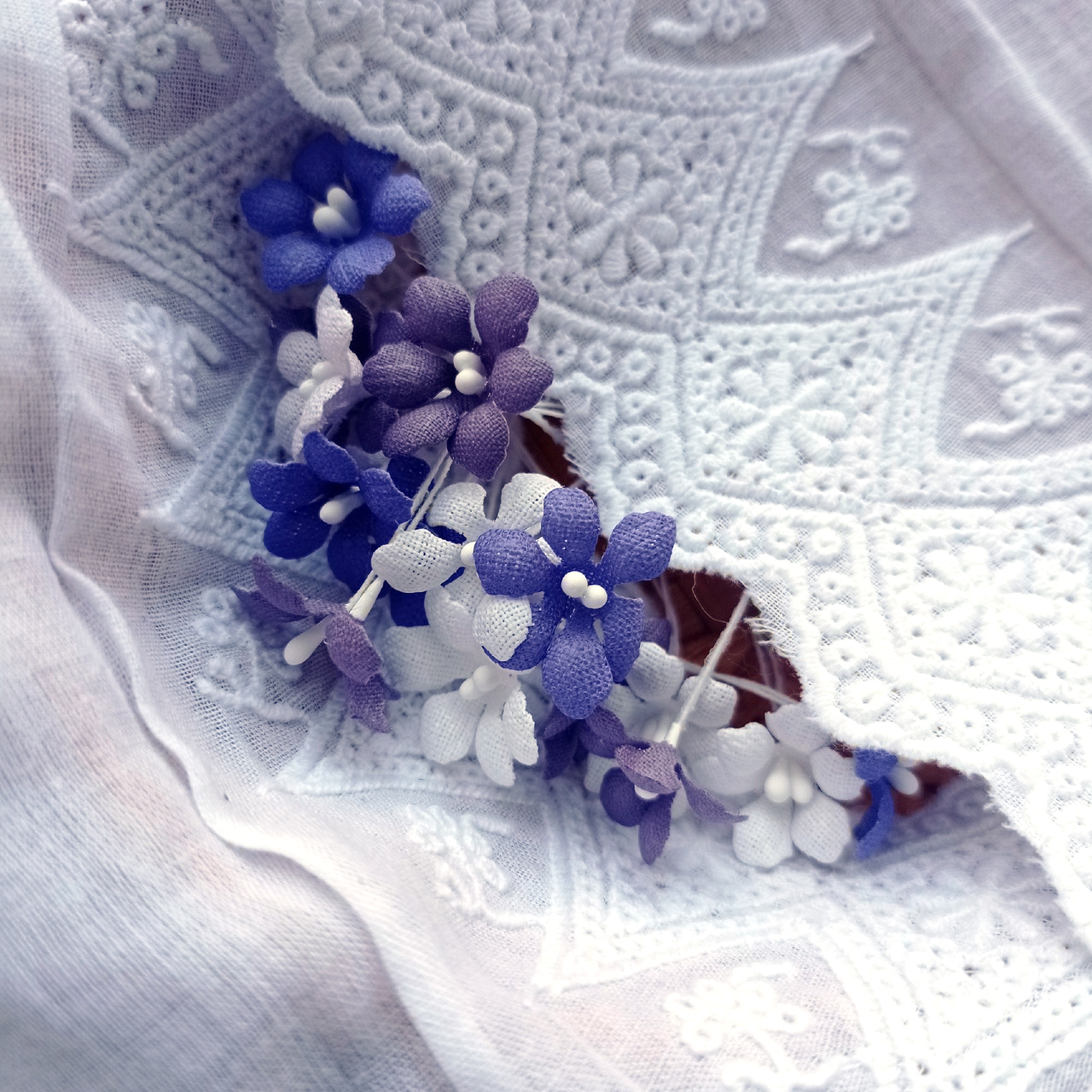 Набор мелкоцветов из ткани "Сиреневый закат"