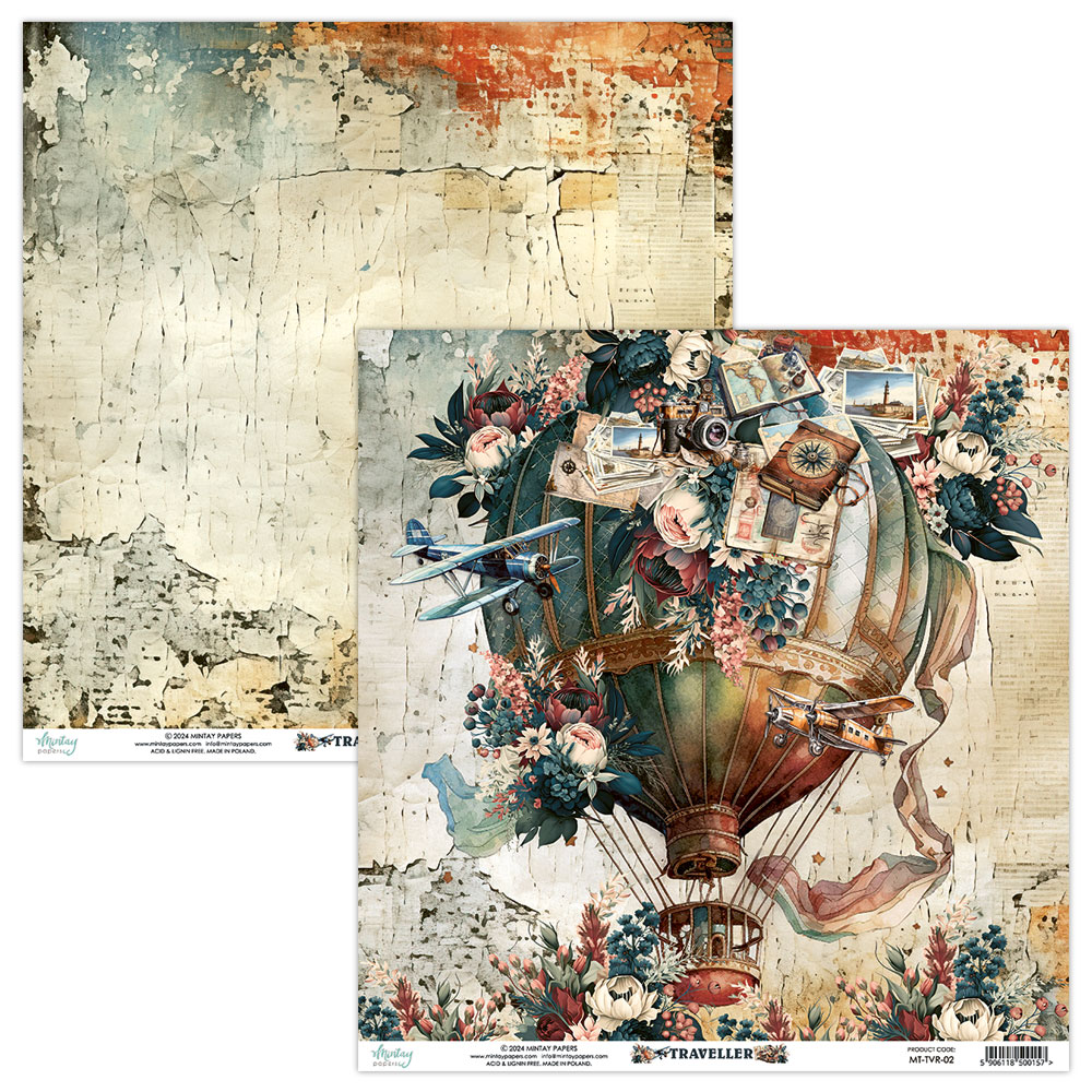 Бумага для скрапбукинга Mintay papers "Traveller" 02 (MT-TVR-02)