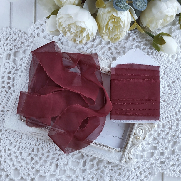 Лента "Искусственный шёлк" Бордовая Узкая