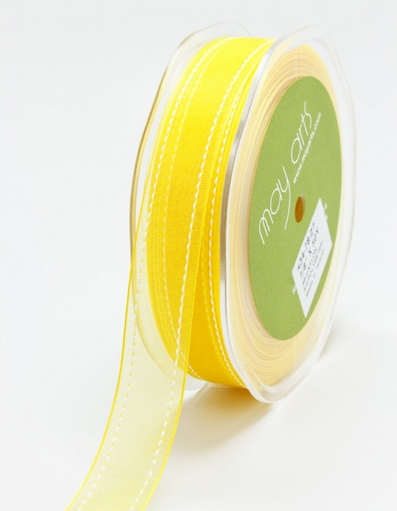 Лента May Arts прозрачная с прострочкой. Цвет желтый