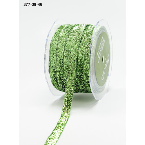 Лента May Arts вельветовая. Цвет зелёный блестящий