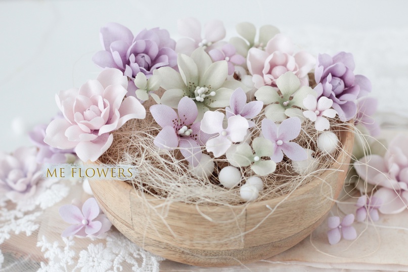 Набор тканевых цветов ME Flowers "Лавандовые сны"