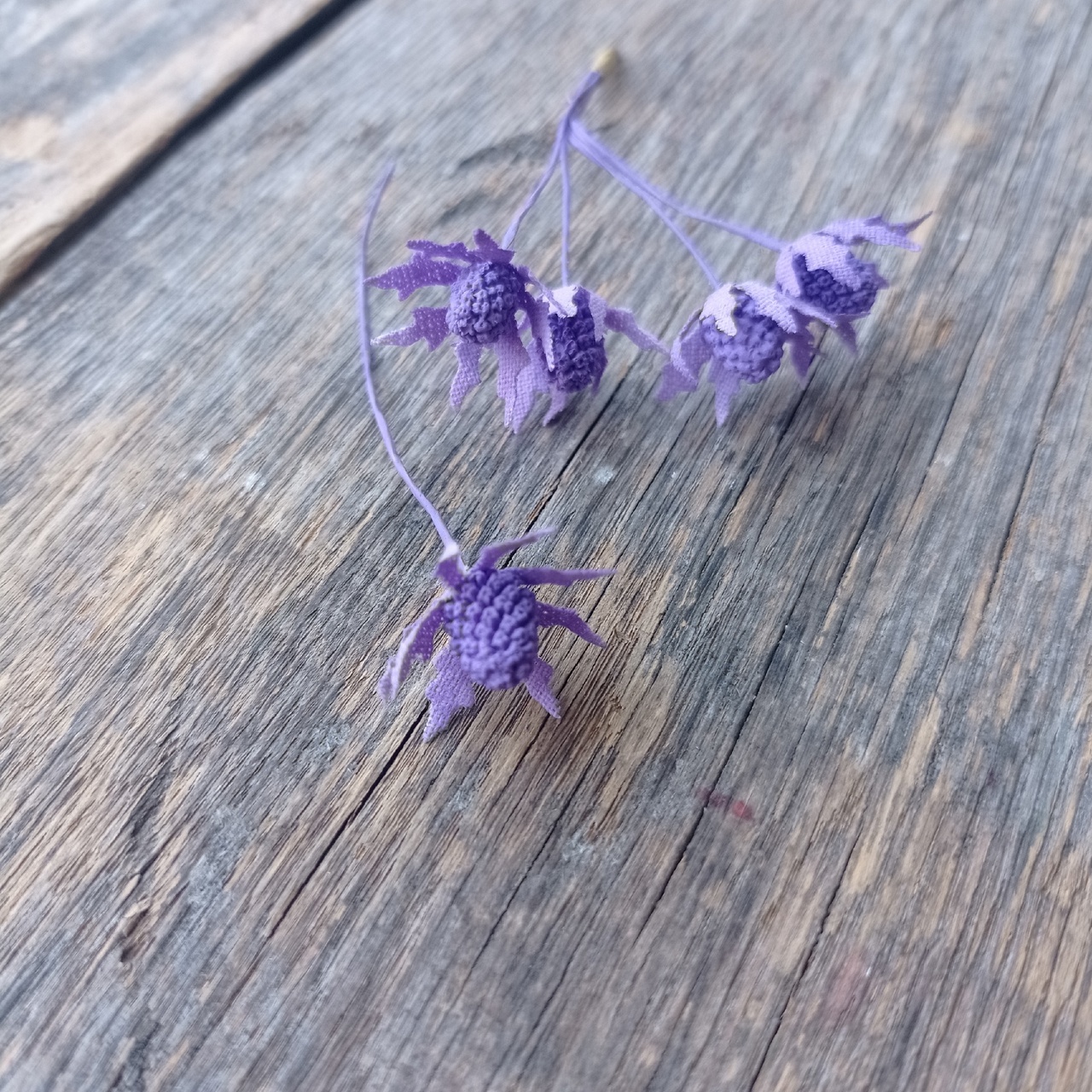 Веточка "Чертополох" Фиолетовый 1 соцветие с чашелестиком (малый)