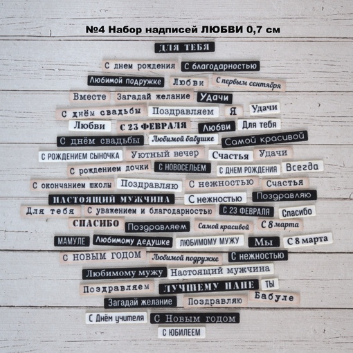 Набор тканевых высечек Rozeflowers Надписи №4 "Поздравления" 0,7см