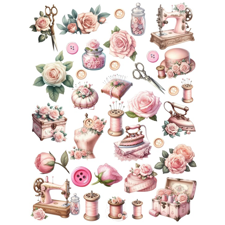 Набор тканевых высечек Mary Made "Швея розовый"