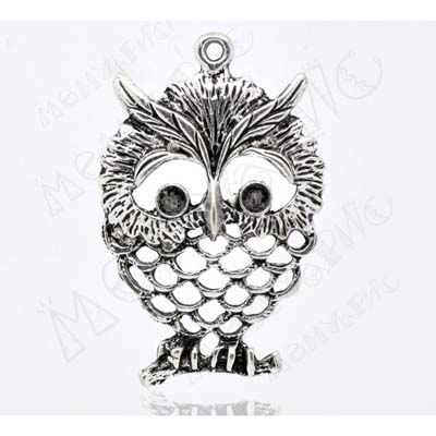 Подвеска металлическая "Сова 6х 4 см". Цвет серебряный. (146)