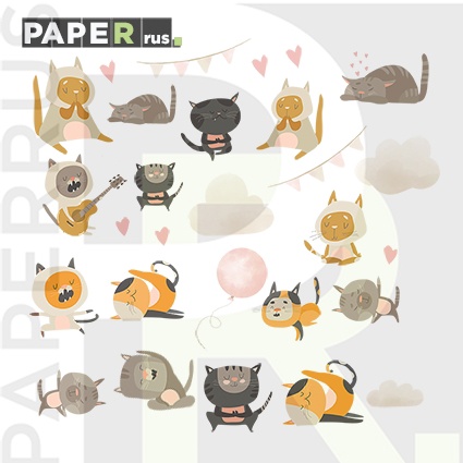 Набор высечек PaperRus "Кото-йога"