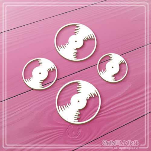 Чипборд Скрапмагия "Виниловые пластинки" 4 эл