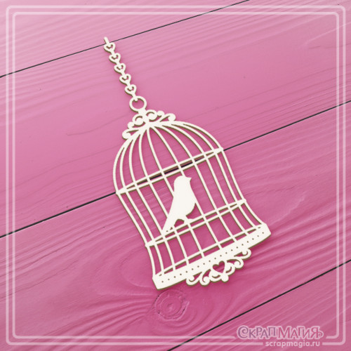 Чипборд Скрапмагия "Птичка в клетке" 42х98 мм