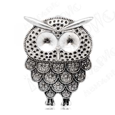 Подвеска металлическая "Сова 5 х 3". Цвет серебряный.