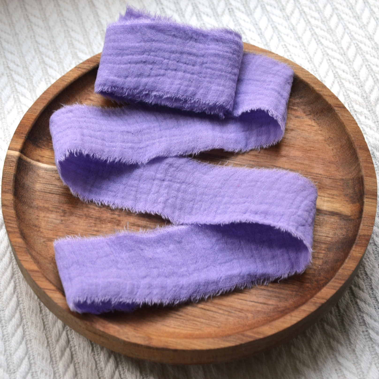 Хлопковая лента из двуслойного муслина 3,5см «Сиреневый» Отрез 1,25см