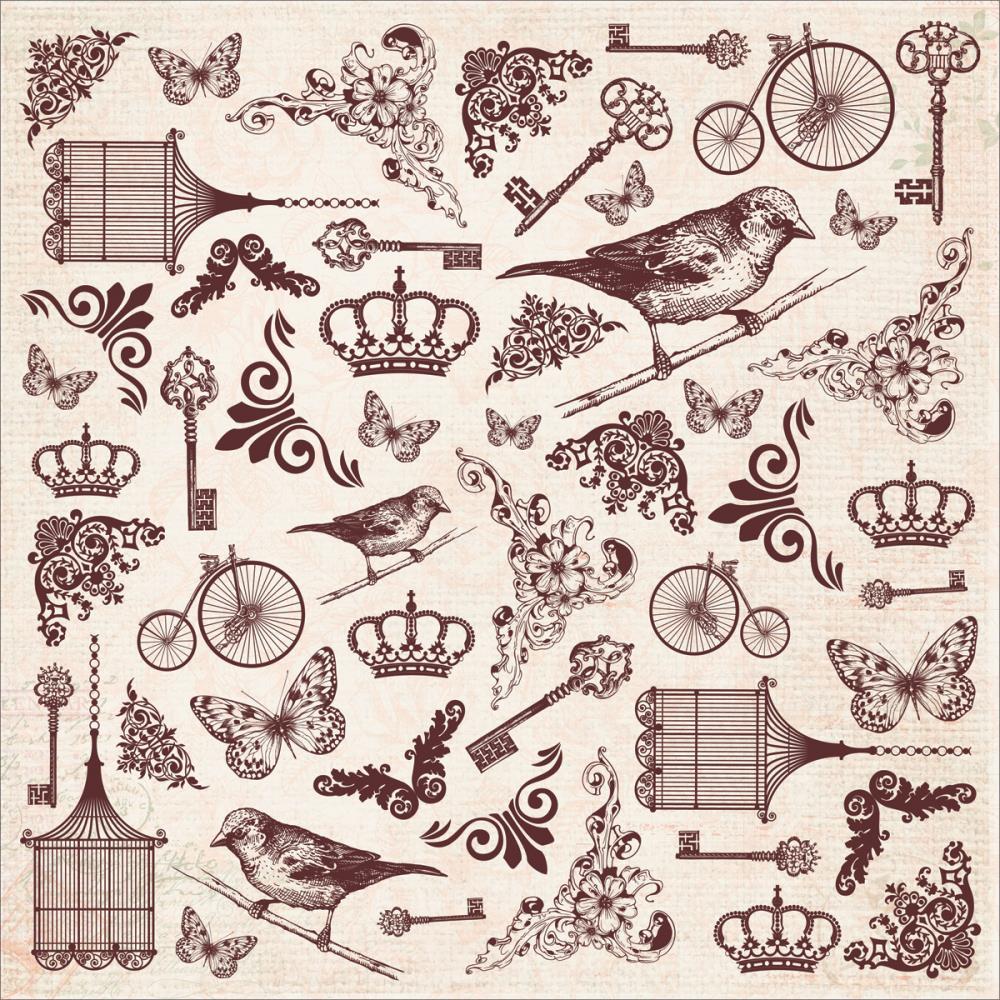 Картонные наклейки Kaisercraft "Lady Rose", Antique , 30 х 30 см