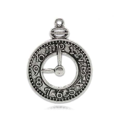 Подвеска металлическая "Циферблат". Цвет серебряный. (153)
