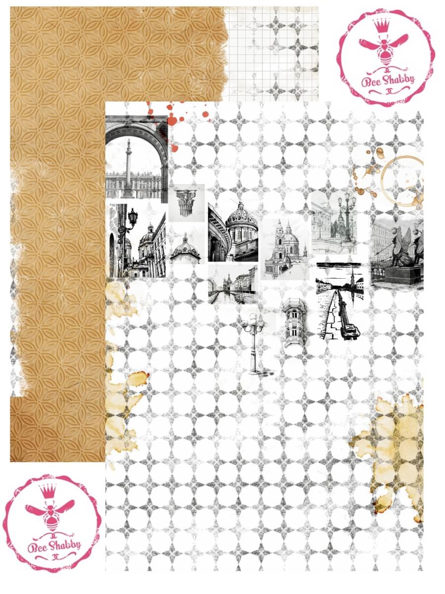 Бумага BeeShabby А4 "В Питере любить" Плитка (BS01-8)