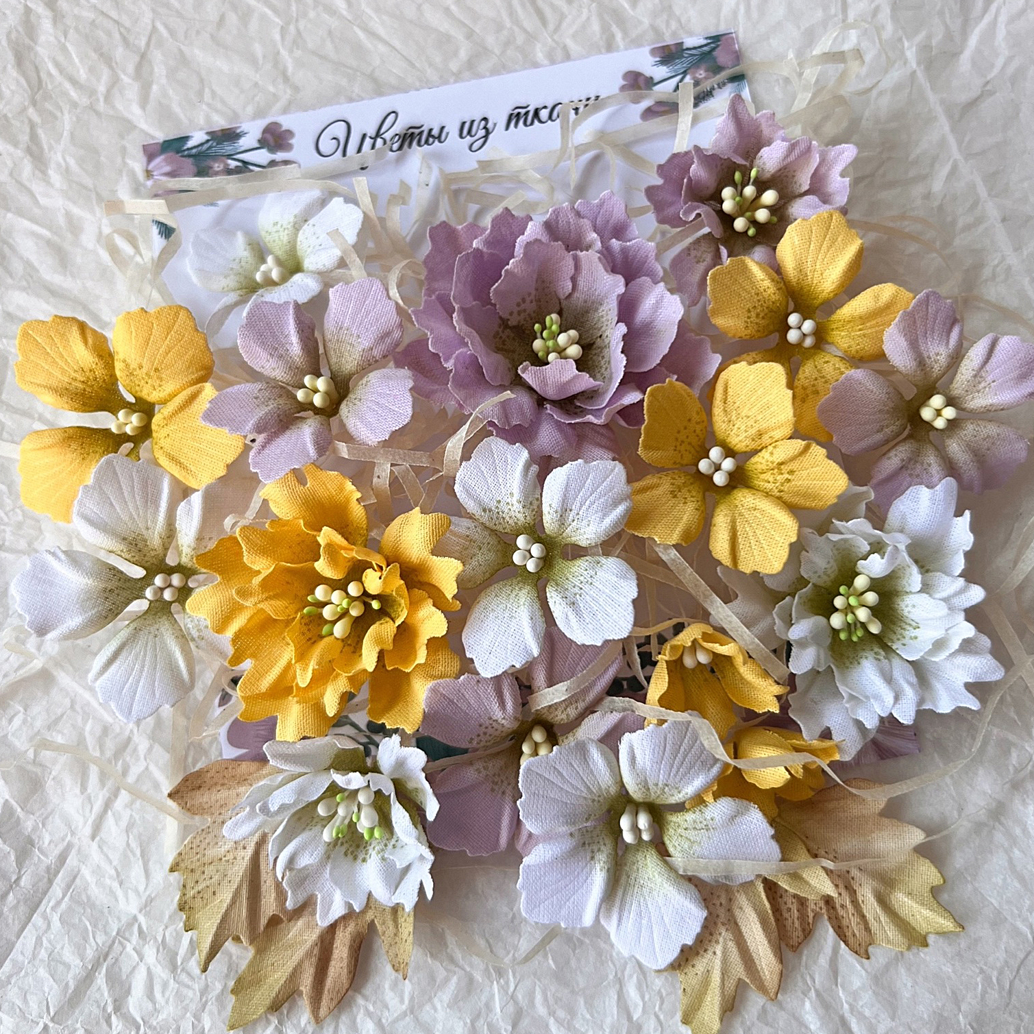Цветы из ткани от Оли Починковой "Фиалковый набор"